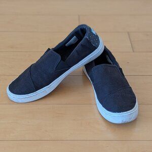 TOMS Black Slip On Sneakers Canvas Casual Flats Size 11